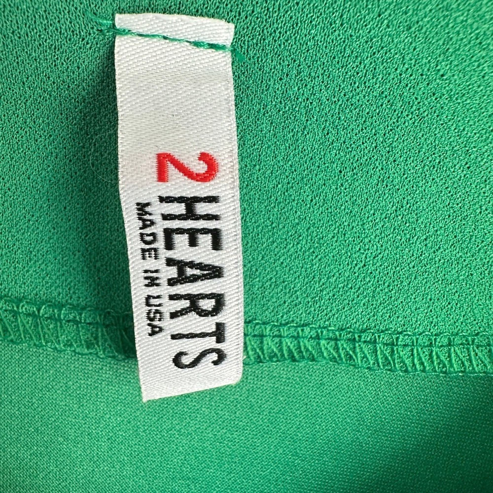 2 Hearts Shift Dress Green Dolman Sleeve Made in USA Medium Office Chic - Picture 4 of 9